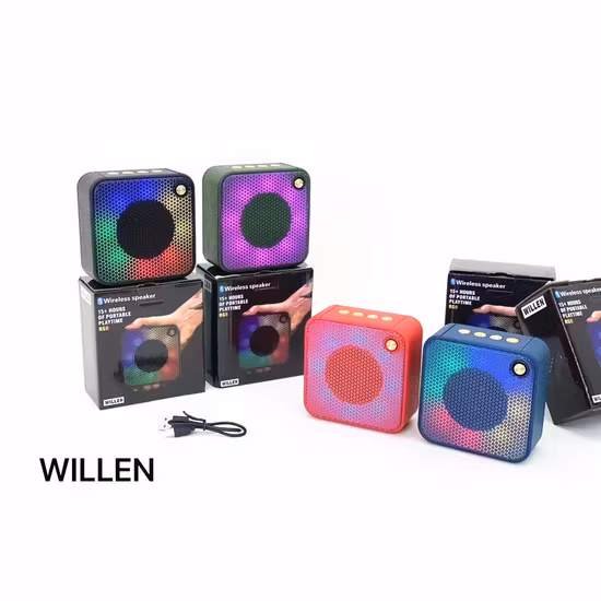 Amazon Новый Открытый Дом Портативный Подарок Беспроводной Красочный Свет Сабвуфер Звуковая Коробка RGB Тканевая Сетка Ipx 4 Водонепроницаемый Bluetooth Мини-динамик